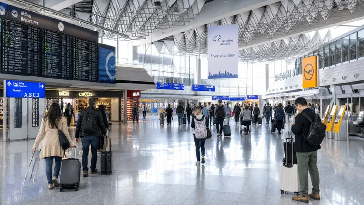 Flughafen Frankfurt Terminal Reisende Gepaeck Abflug