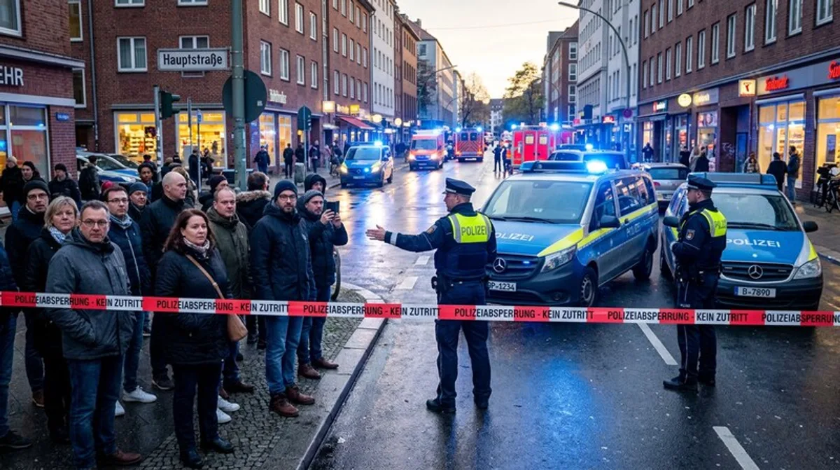 Blau Hell Polizei Einsatz Strasse Cordoff Onlookers