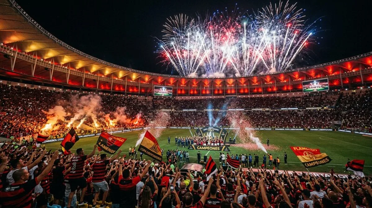 Copa Libertadores Finale Maracana Feuerwerk Flamengo Fans Rot Suedamerika Jubel Nacht Zennews24