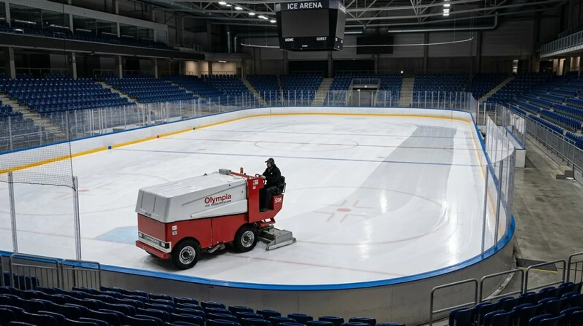 Eishockey Ice Oberflaeche Zamboni Leere Halle