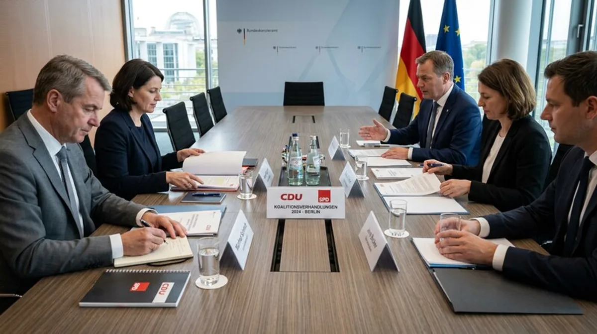 Koalitionsverhandlungen Cdu Spd Tisch Konferenz Berlin