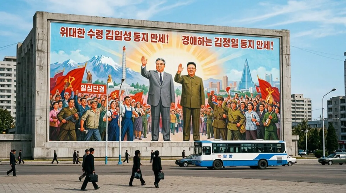 Nordkorea Propaganda Wandbild Plakat