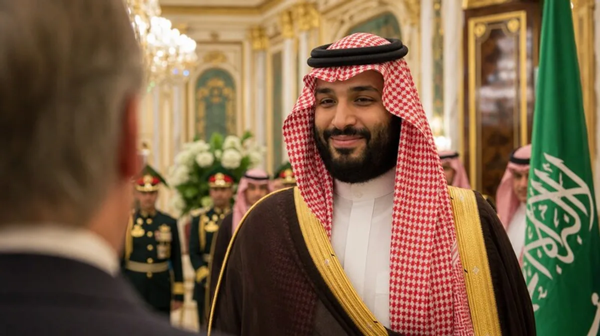 Palast Diplomat Saudi Arabien Prinz Traditionelle Kleidung Offizielle Begegnung Flagge Zennews24