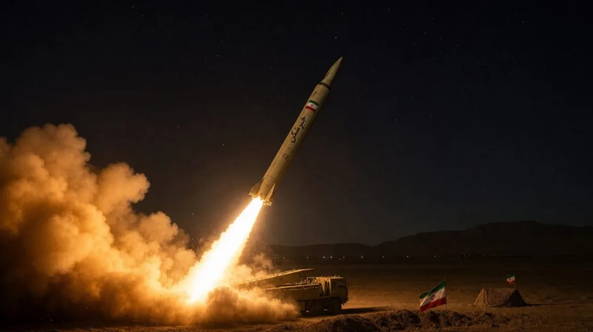 Raketenstart Feuer Flamme Nacht Rauchwolke Militaer Raketenwerfer