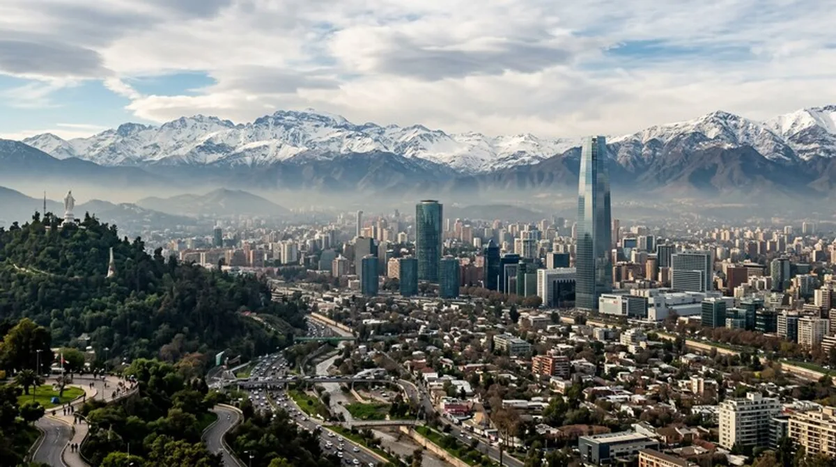 Santiago Chile Gran Torre Costanera Center Skyline Schneebedeckte Anden San Cristobal Panorama Zennews24