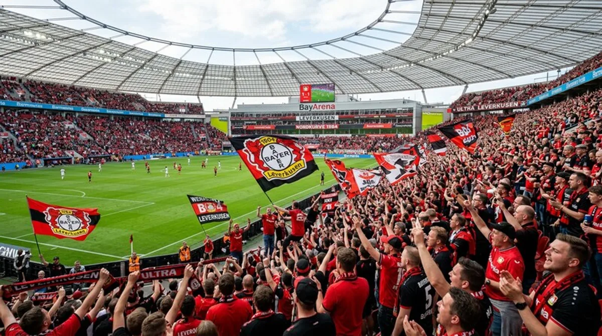 Leverkusen Bayarena Stadion Fans Rot Schwarz Bundesliga