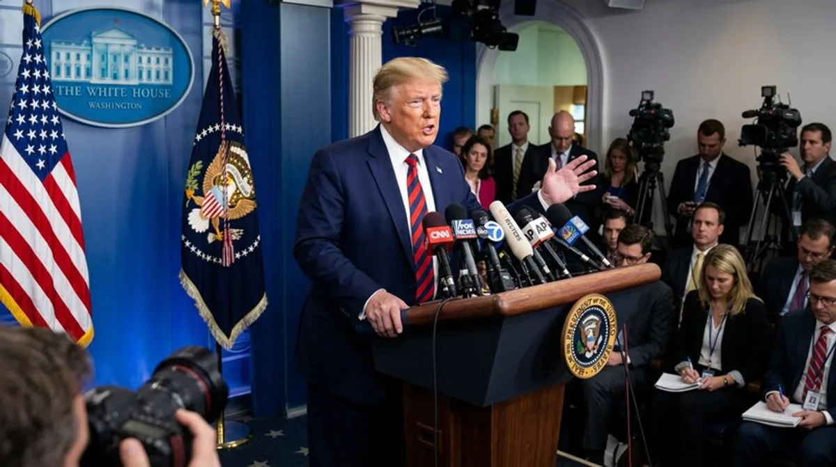 Trump Pressekonferenz Weisses Haus Mikrofone Medien Usa Praesident